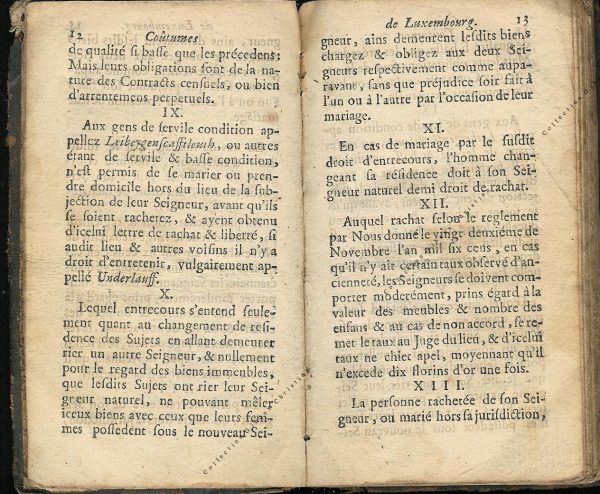 Coutumes Générales des Pays Duché de Luxembourg pages 12 - 13