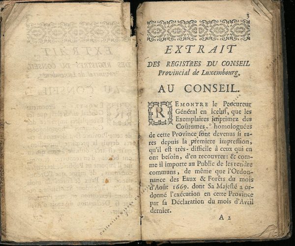 Coutumes Générales des Pays Duché de Luxembourg pages 2 - 3