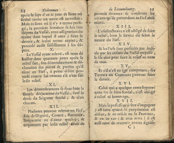 Coutumes Générales des Pays Duché de Luxembourg pages 28 - 29