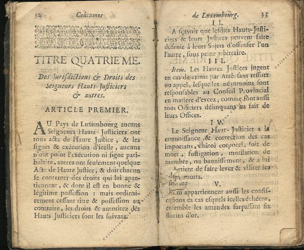 Coutumes Générales des Pays Duché de Luxembourg pages 32 - 33