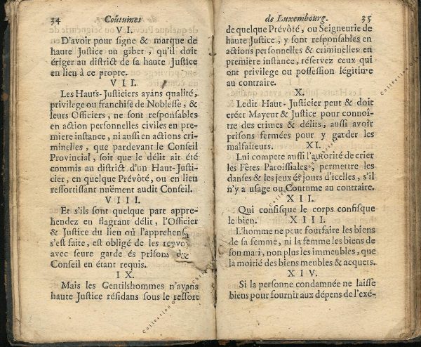 Coutumes Générales des Pays Duché de Luxembourg pages 34 - 35