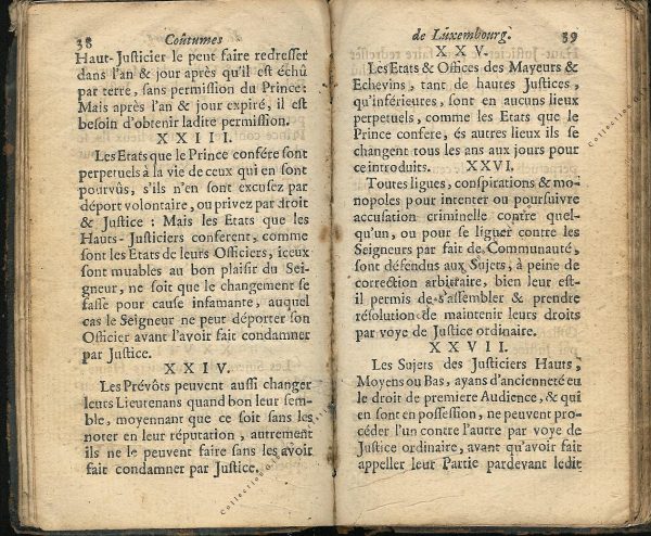 Coutumes Générales des Pays Duché de Luxembourg pages 38 - 39