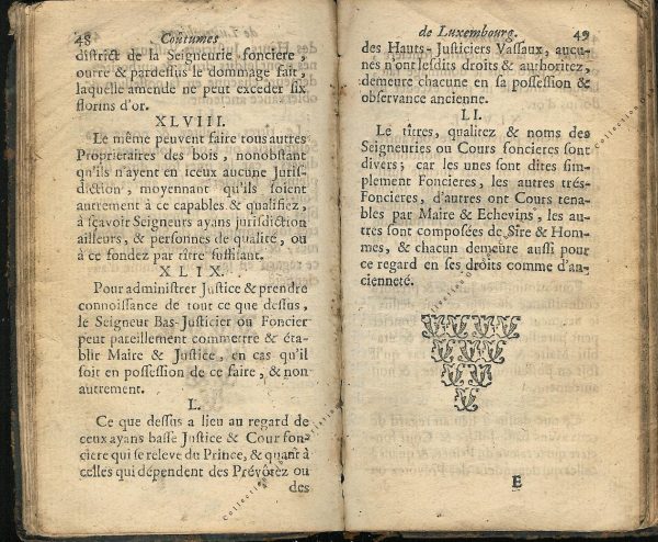 Coutumes Générales des Pays Duché de Luxembourg pages 48 - 49