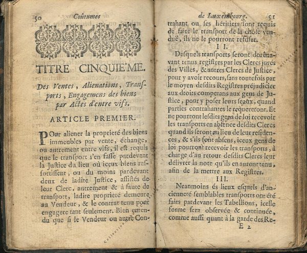 Coutumes Générales des Pays Duché de Luxembourg pages 50 - 51