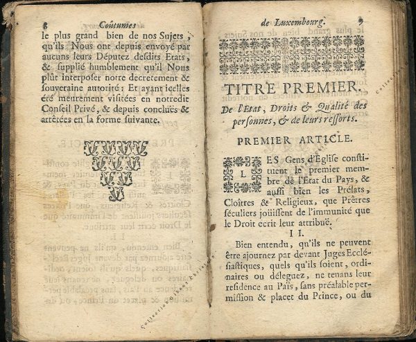 Coutumes Générales des Pays Duché de Luxembourg pages 8 - 9