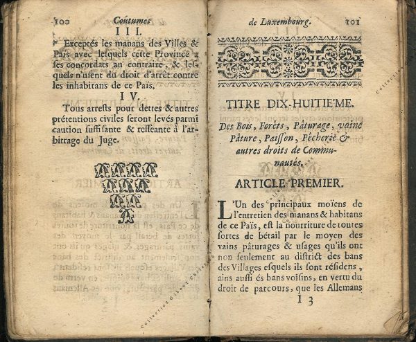 Coutumes Générales des Pays Duché de Luxembourg pages 100 - 101