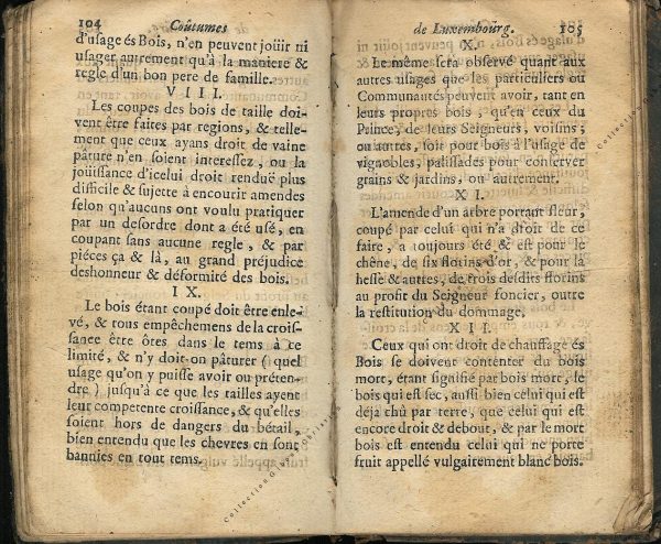 Coutumes Générales des Pays Duché de Luxembourg pages 104 - 105