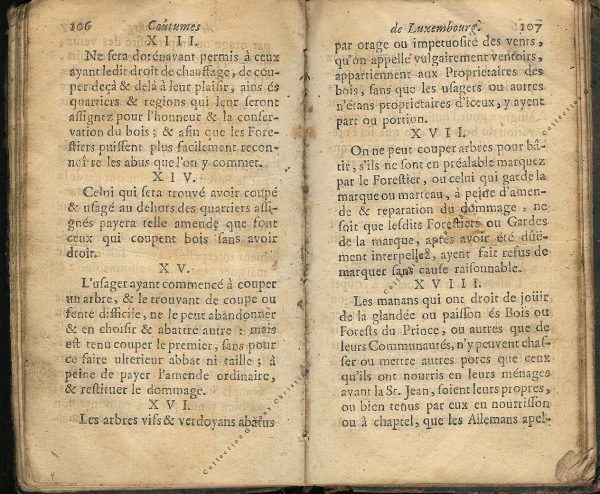 Coutumes Générales des Pays Duché de Luxembourg pages 106 - 107