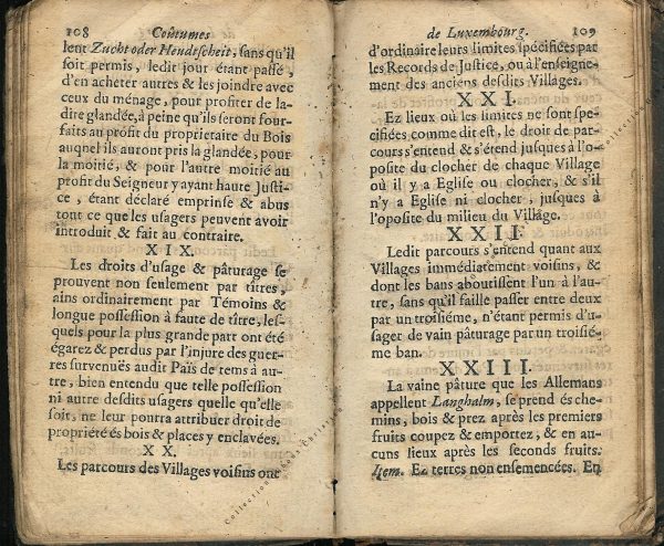 Coutumes Générales des Pays Duché de Luxembourg pages 108 - 109