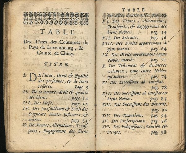 Coutumes Générales des Pays Duché de Luxembourg pages 114 - 115