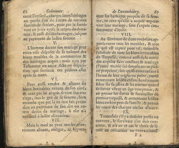 Coutumes Générales des Pays Duché de Luxembourg pages 66 - 67