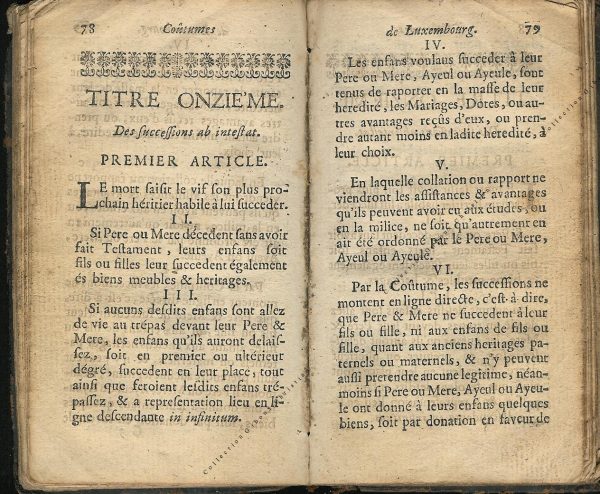 Coutumes Générales des Pays Duché de Luxembourg pages 78 - 79