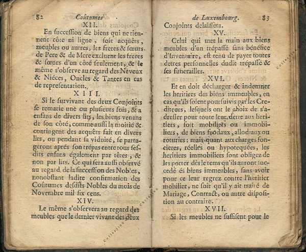 Coutumes Générales des Pays Duché de Luxembourg pages 82 - 83