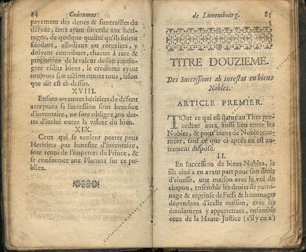 Coutumes Générales des Pays Duché de Luxembourg pages 84 - 85