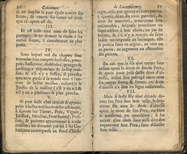 Coutumes Générales des Pays Duché de Luxembourg pages 86 - 87