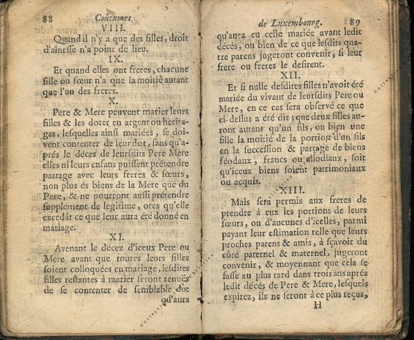 Coutumes Générales des Pays Duché de Luxembourg pages 88 - 89