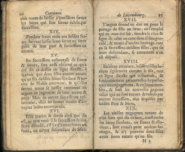 Coutumes Générales des Pays Duché de Luxembourg pages 90 - 91