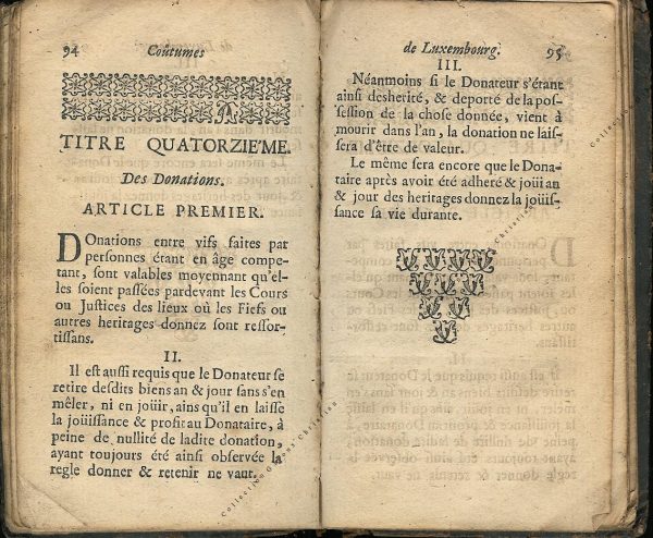 Coutumes Générales des Pays Duché de Luxembourg pages 94 - 95