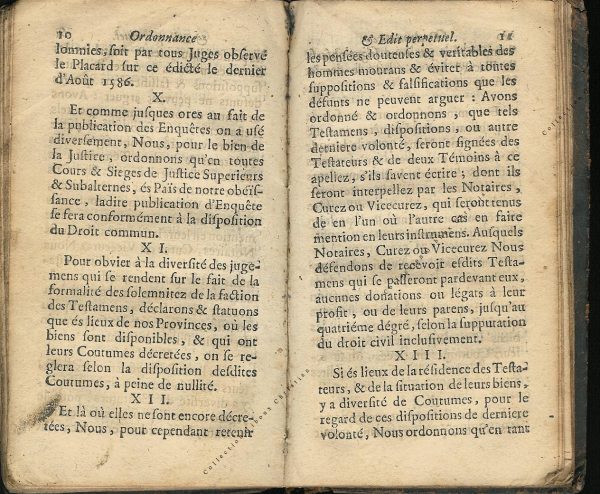 Ordonnance et Edit perpétuel des Archiducs pages 10 - 11