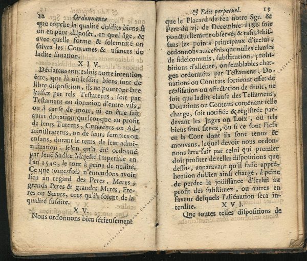 Ordonnance et Edit perpétuel des Archiducs pages 12 - 13