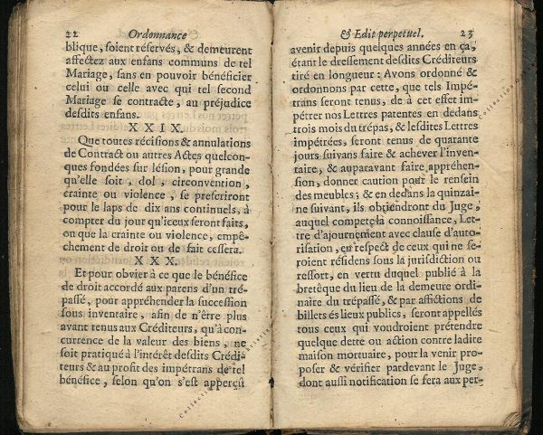 Ordonnance et Edit perpétuel des Archiducs pages 22 - 23