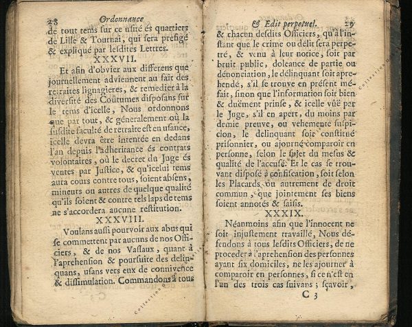 Ordonnance et Edit perpétuel des Archiducs pages 28 - 29