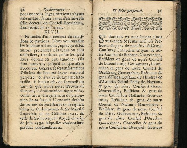 Ordonnance et Edit perpétuel des Archiducs pages 34 - 35